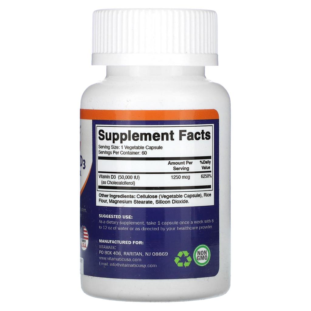 Vitamin D3, 50,000 Iu, 60 Veggie Capsules