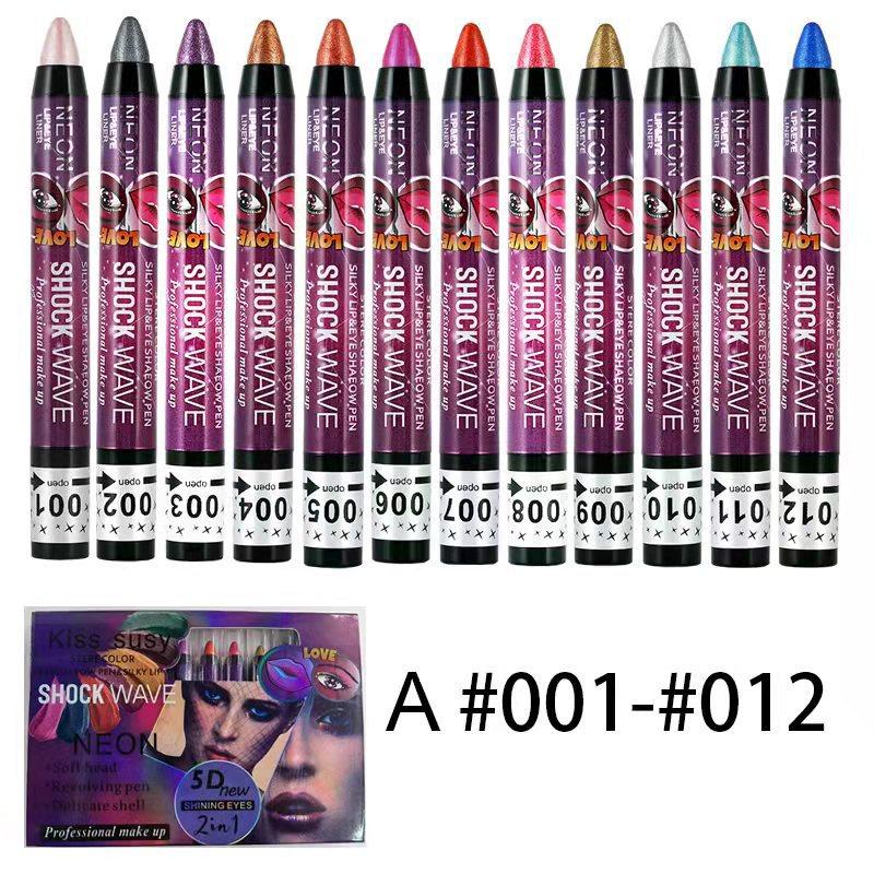 36 farbe Lidschatten Stift Lippenstift Wasserdicht 2-in-1 Lidschatten Stick Set