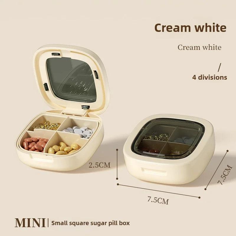 Portable Travel 4/6 Grids Storage Box Travel Week Medicine Box Transparent Sealed Moisture Proof Plastic Travel Medicine Storage