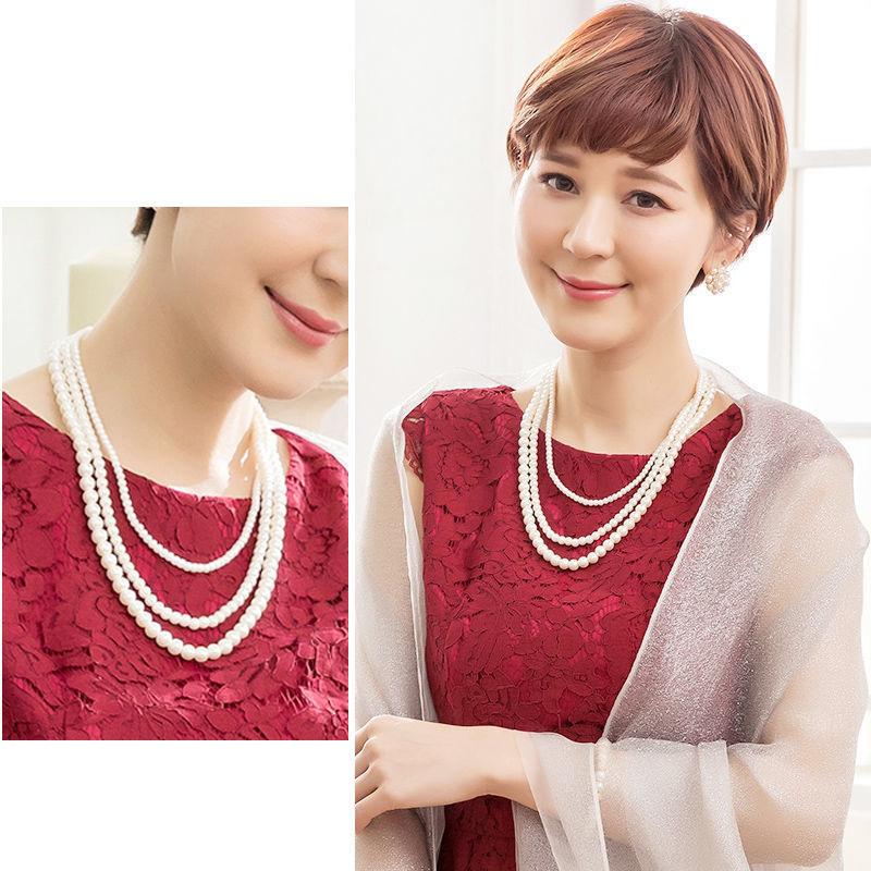 Multi-layer Glass Pearl Necklace Double-layer Short Collarbone Chain Ladies Retro Cheongsam Necklace Choker Collar
