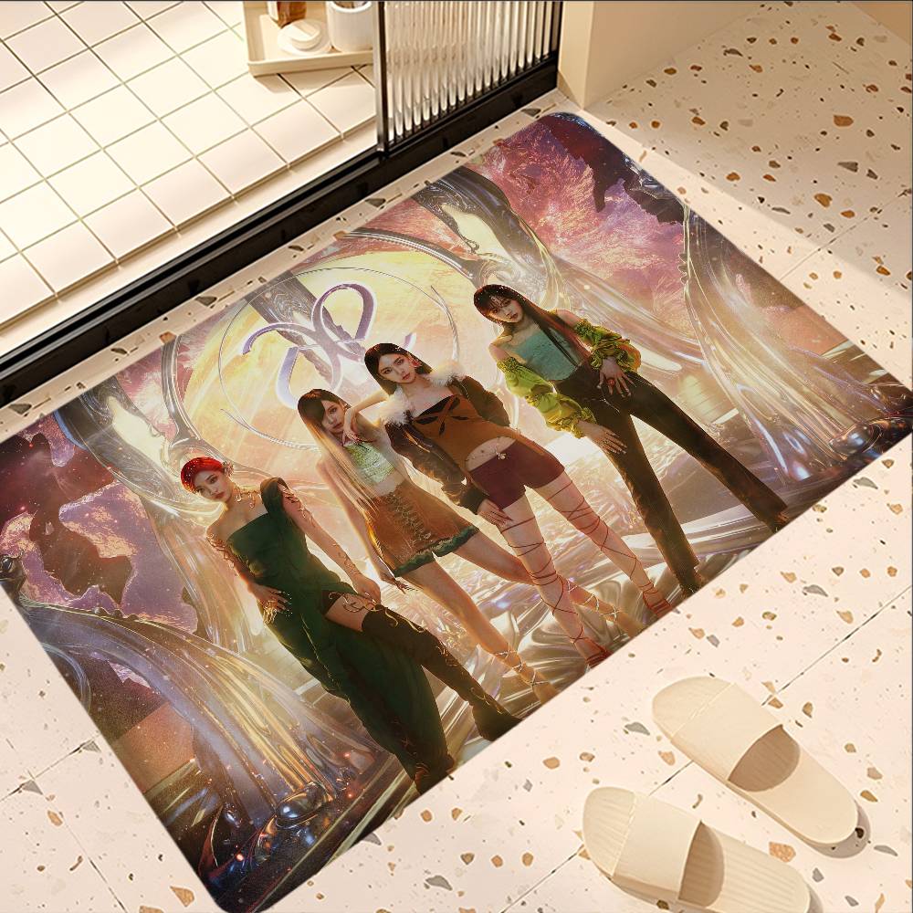 Korean Kpop Group A-Aespas Door Mat Cheaper Anti-slip Modern Living Room Balcony Printed Bedside Mats