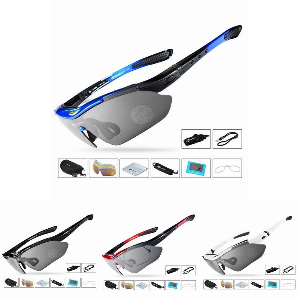 Outdoor Polarized Cycling Sunglasses With Five Interchangeable Lenses For All Weather
