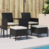 Vidaxl 2-Os. Garden Sofa with Table and Stools, Black, Polyrattan