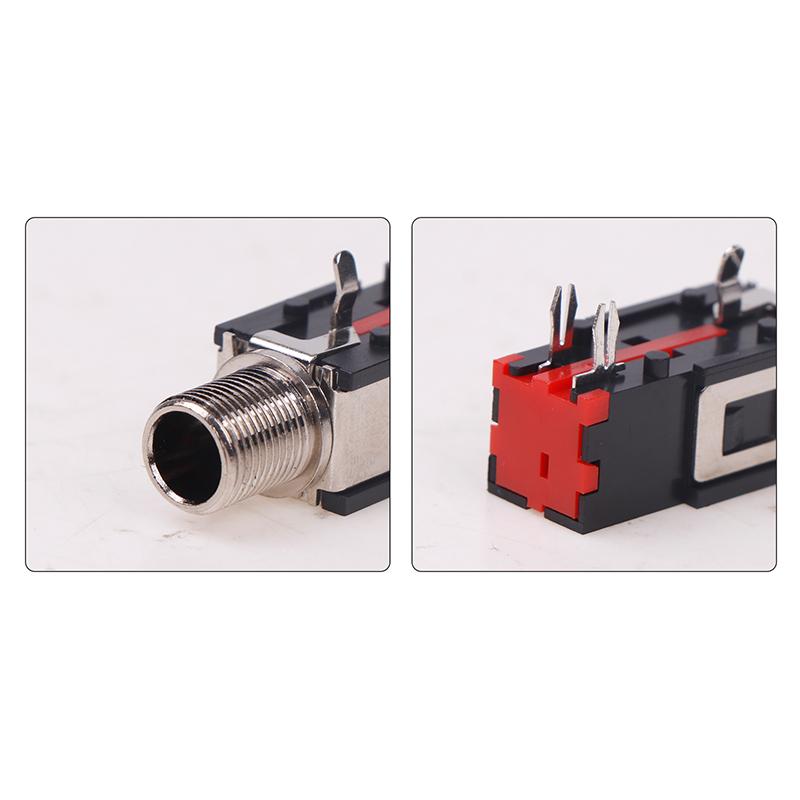 5PCS PCB Mount 6 Pin Input Output Jack Dual Channel Female 6.35mm Jack Stereo 1/4 Inch Guitar Pedal Input Jack Socket