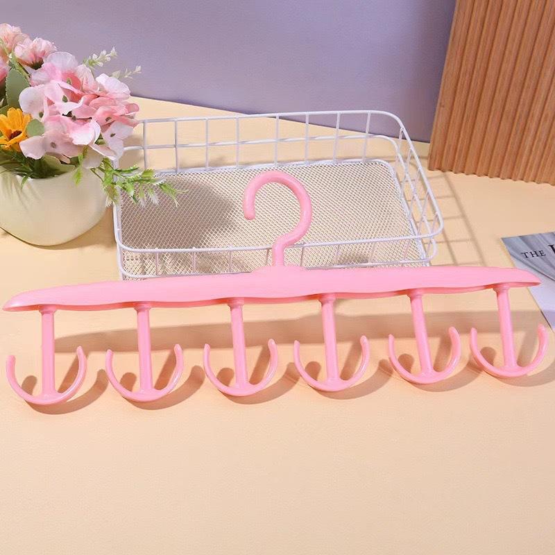 

Вращающаяся вешалка с 12 крючками - Идеально подходит для галстуков, нижнего белья, маек и юбок | Портативный органайзер, подходящий для общежитий и домашнего хранения 1PC розовый