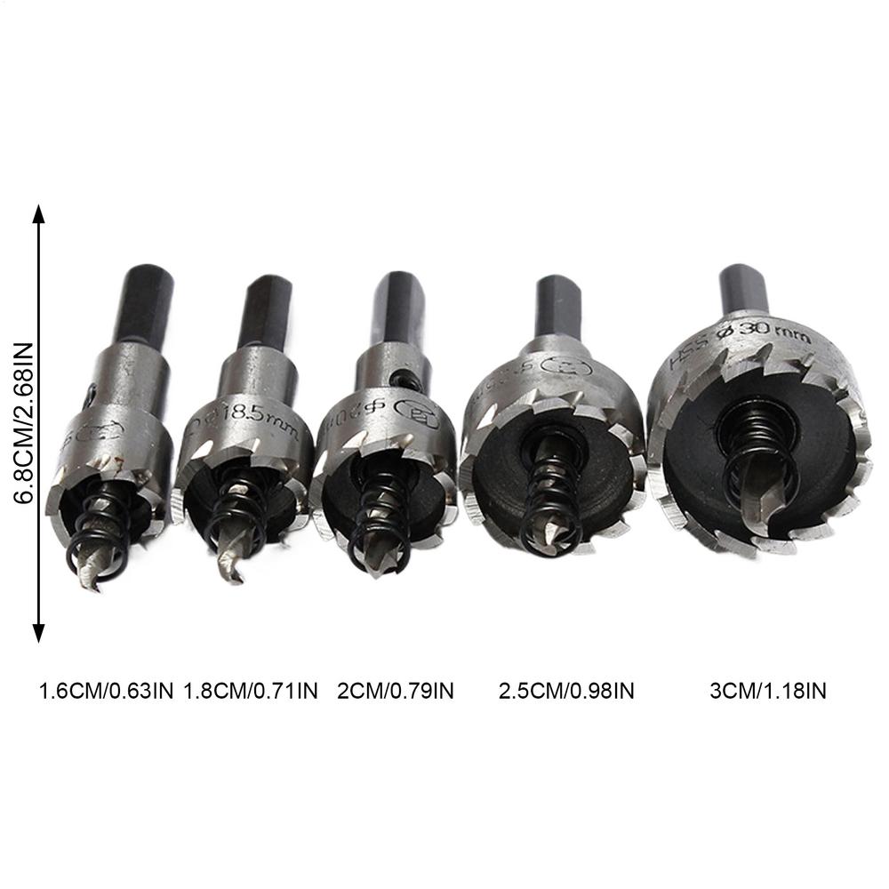 Hole Drill Bit Set 5 Pieces High-Speed Wear-Resistant Drilling Cutter Hole Saw Drill Bit For Door Lock Installation Metal Sheet