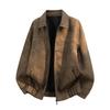American retro men's leather jacket locomotive tooling loose old money street simple trend top leather jacket men