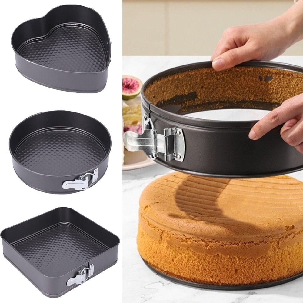 3pcs/set Non-Stick Surface Carbon Steel Bake Pan Removable Bottom Baking Mould Set Baking Tools