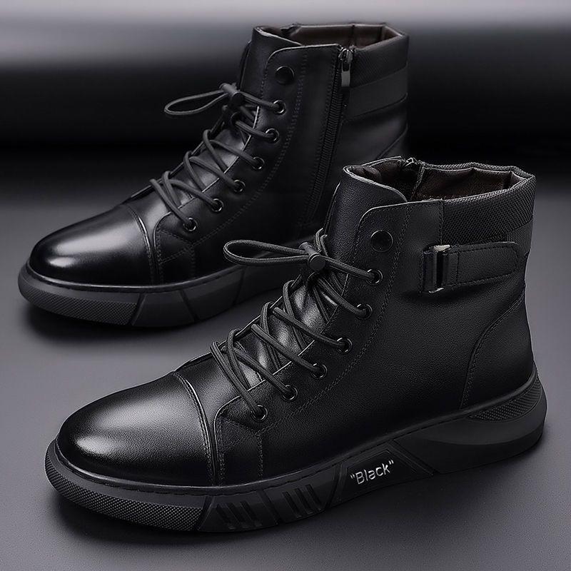 Martin Boots Men's Winter Velvet Cotton Shoes High-top Men's Leather Boots Leather Cotton Leather Shoes Warm Snow Boots Men's Shoes