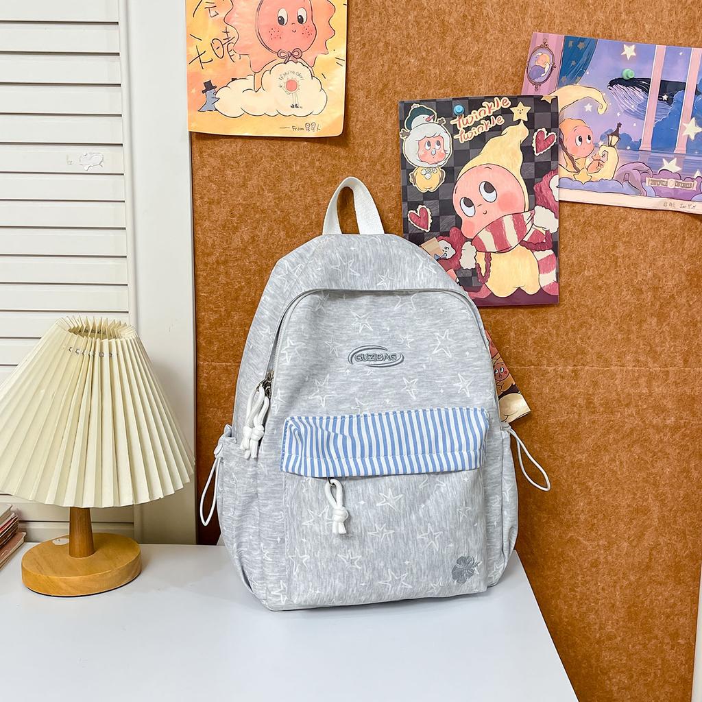 Schoolbag American Retro Star Print Foreign Style Personalized Backpack School Commute Fake Fashion Travel Light Casual Backpack