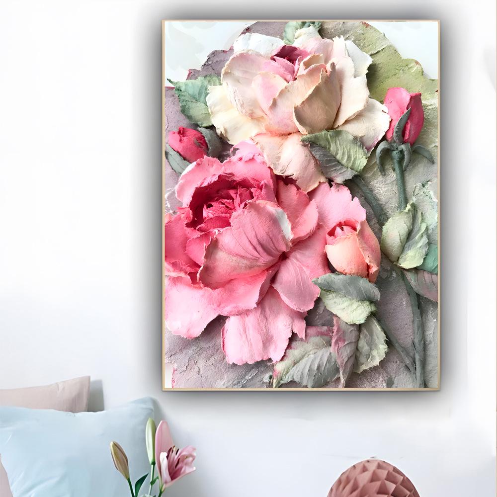 Dicke Öl auf Leinwand Blumen Wandkunst Poster für Wohnzimmer, Schlafzimmer, Büro