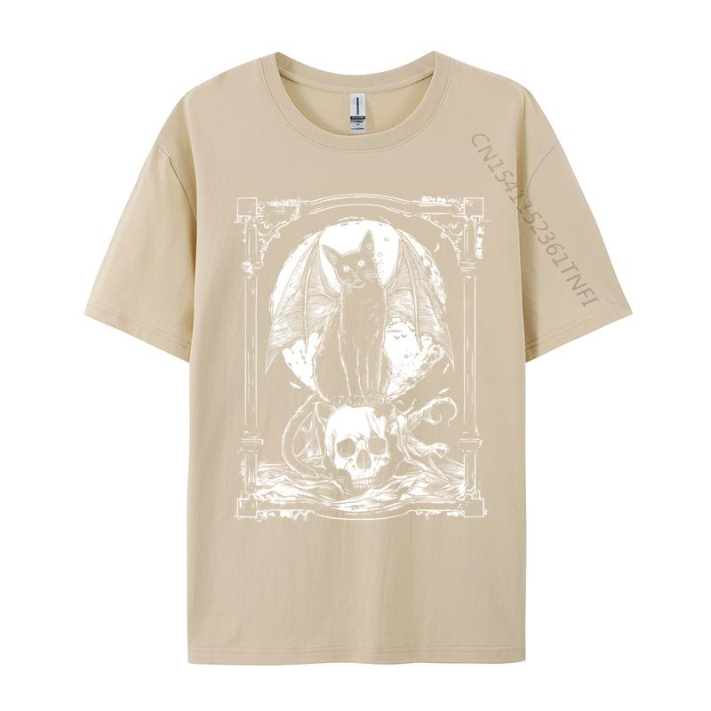 Unisex TShir Cat Skull Occult Summer Cool TShirt T Shirt For Unisex Hip Hop Cotton Leisure TShirt Wholesale