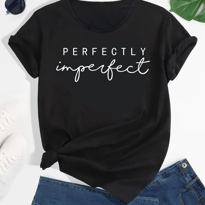 Women's Summer Letter Graphic Tee - Casual Round Neck Sports T-shirt Top