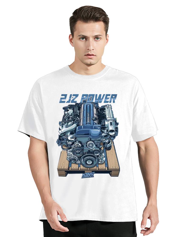 Japan Car 2JZ Engine Turbo Tuning JDM TShirt Summer Fashion Casual Cotton Graphic TShirt UnisexTops Tees Mens Clothing