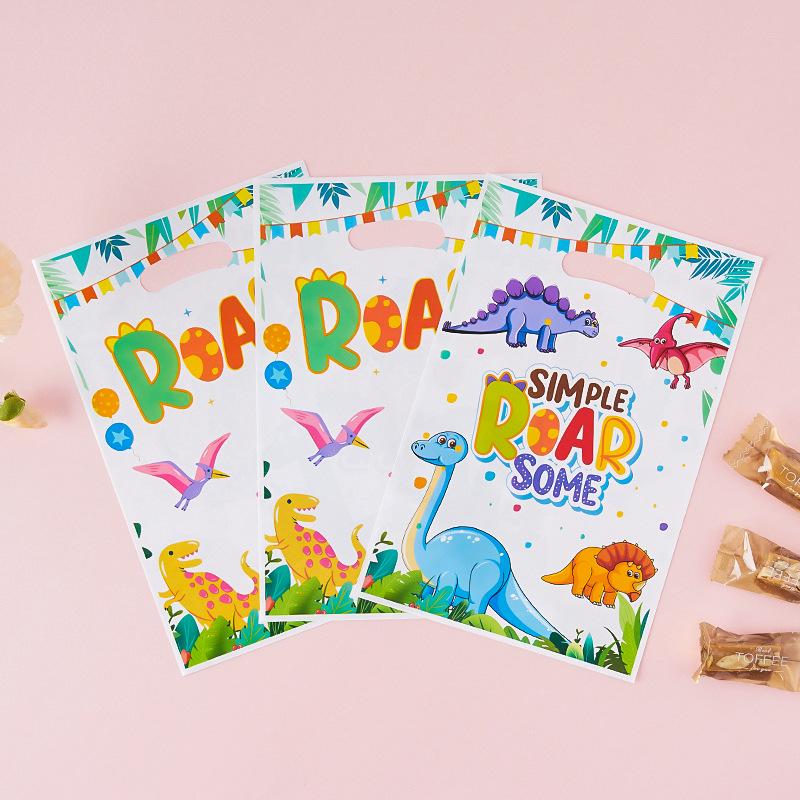 New Year Dinosaur-Themed Light Film Plastic Tote Gift Bag