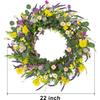 22 Inch Artificial Summer Wreath Daisy and Lavender Wreath with Wildflowers for Home Wall Farmhouse Springtime Easter Holiday Party