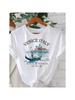 Venice Water City And Letter Print Short Sleeve T-Shirt Casual And Versatile Style Suitable For Wounisex's Summer Outings Wear