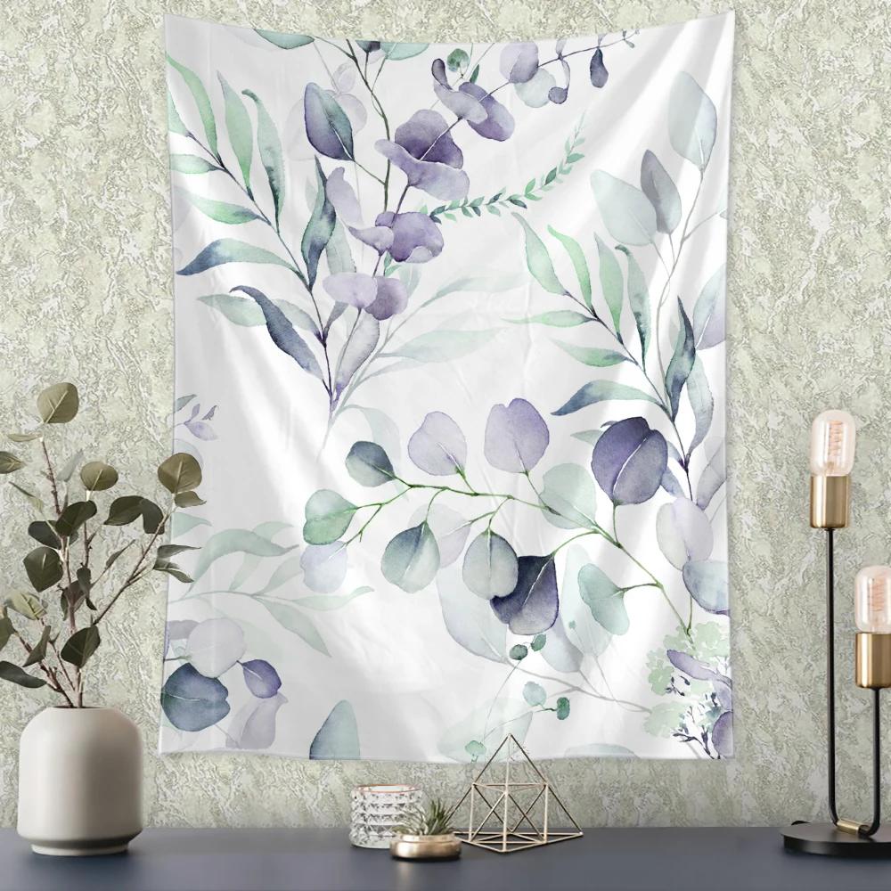 Ink Wash Leaf Plant Tapestry Wall Hanging Simple Modern Art Hippie Bohemian Living Room Bedroom Home Decor Background Cloth