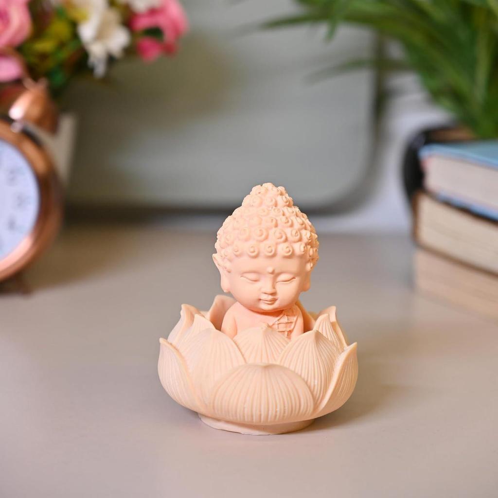 Car Dashboard Decoration – Lotus Baby Buddha Statue | Miniature Showpiece for Home, Living Room & Office Desk | Buddha Idol Gift