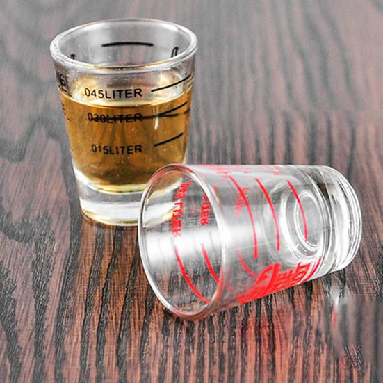 Shot Glass Measuring Cups Espresso Jigger with Scale Heavy Glass Cups for Kitchen Bar