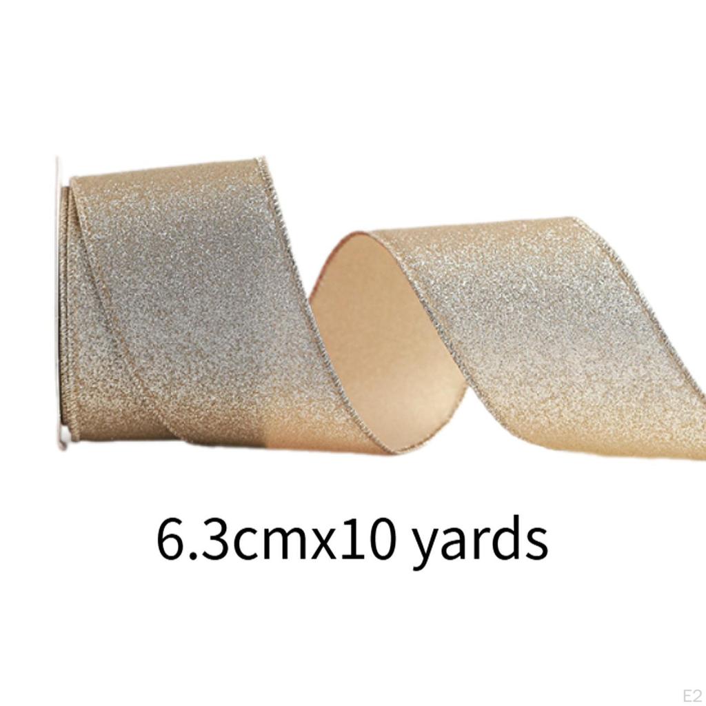 Christmas Ribbon DIY Xmas Decoration Versatile Wired 2.5 inch x 10 Yards for Bow Birthday Home