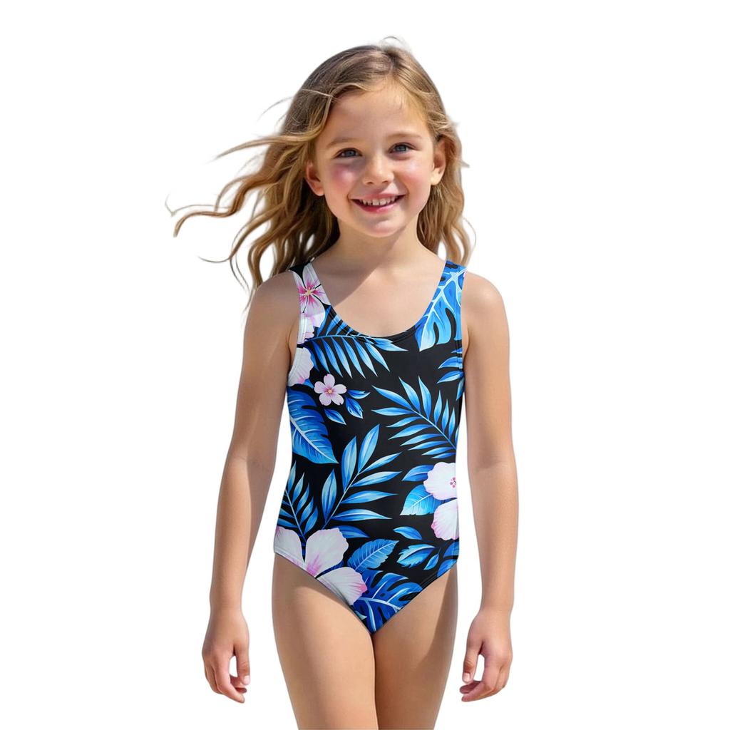 Girls One Piece Swimsuit Summer Kids Swimwear Beachwear Hawaiian Print Casual Fashion Swim Suit for Children
