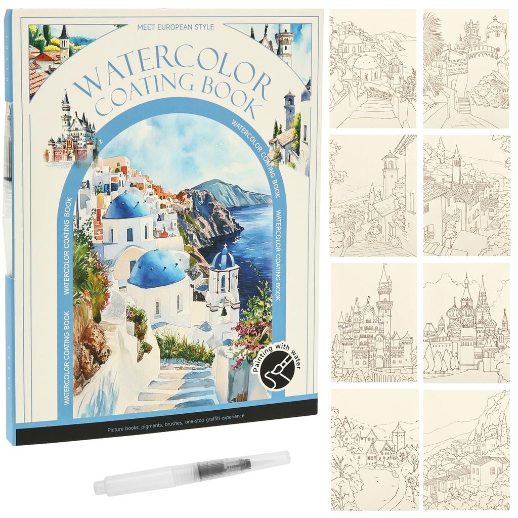 Watercolor Painting Book Portable Creative Stress Relief Kit DIY Watercolor Coloring Books Painting Kit for Beginner Enthusiasts