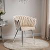 Geflochtener Veloursstuhl Cofton Chrom Samt Beige