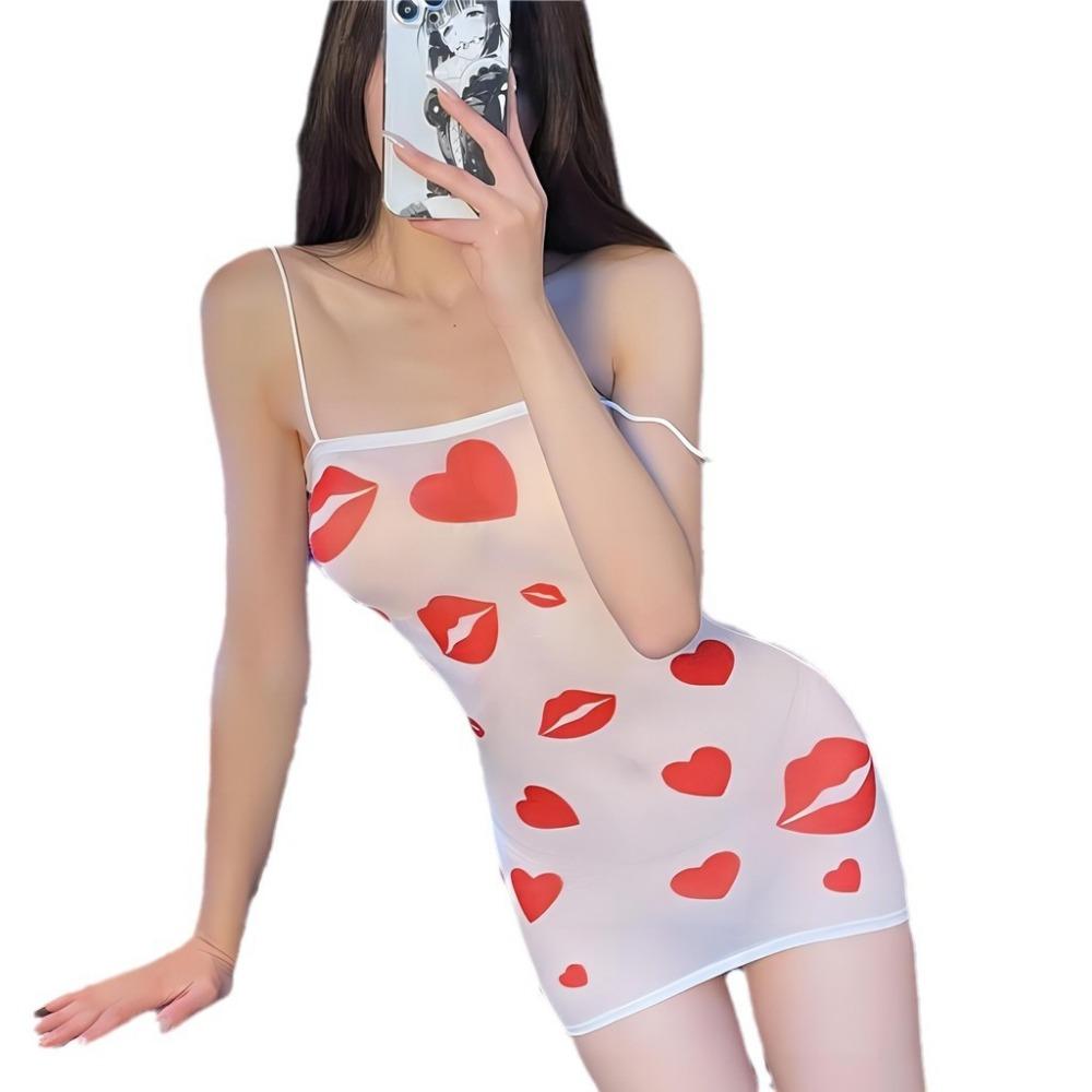 Sex Stockings, Sexy Temptation, No Suspender, Hip Skirt, Passion Can Tear Large Size, Red Heart Mouth, New Suit for Women