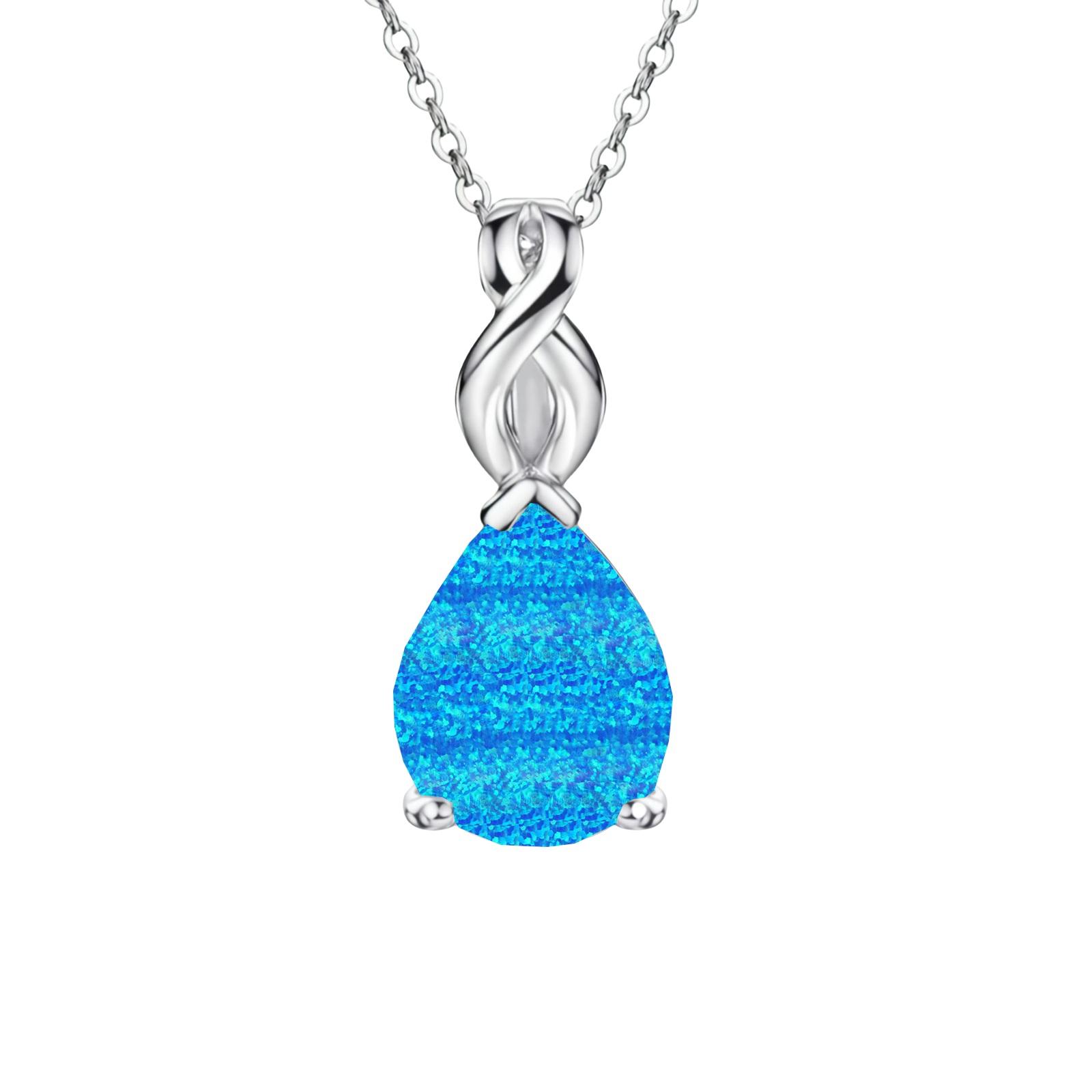 Teardrop Opal Pendant Necklace with Sweater Chain 20inches&Fashion