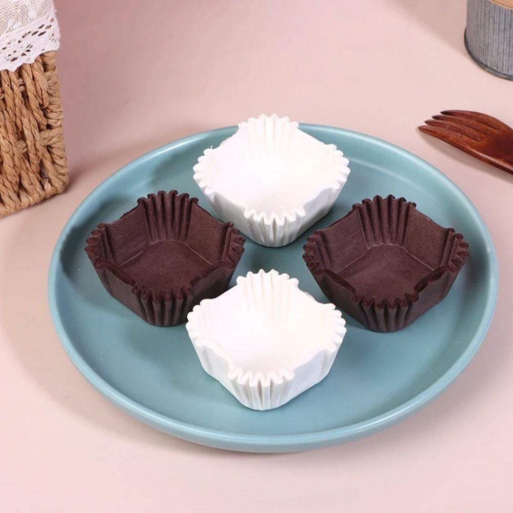 100 Stück Umweltfreundliche Papier-Quadrat-Cupcake-Förmchen Ölbeständige Quadratische Papier-Förmchen Mondkuchen-Papierhalter Geburtstagsparty
