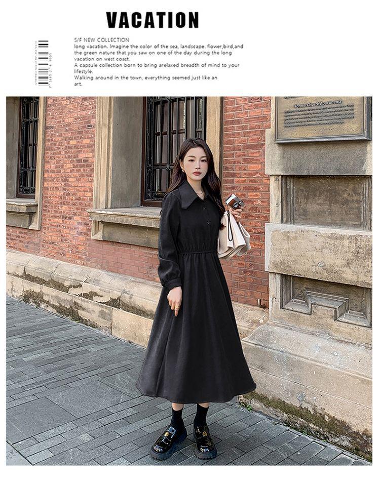 Women's Spring 2024 Long Sleeve Shirt Dress with Fashionable Vest - Two-Piece Set