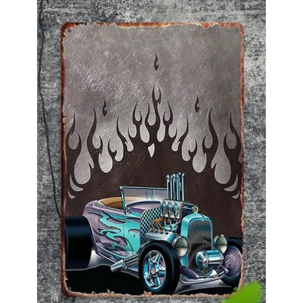 Vintage Metal Car Sign Decor Gift For Auto Lovers Garage Wall Art