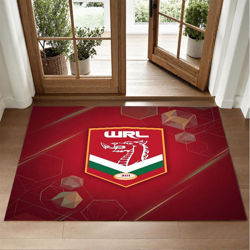 Wales Rugby Design Kristall-Samt Teppich Weiche Dekorative Matte für Schlafzimmer Eingang