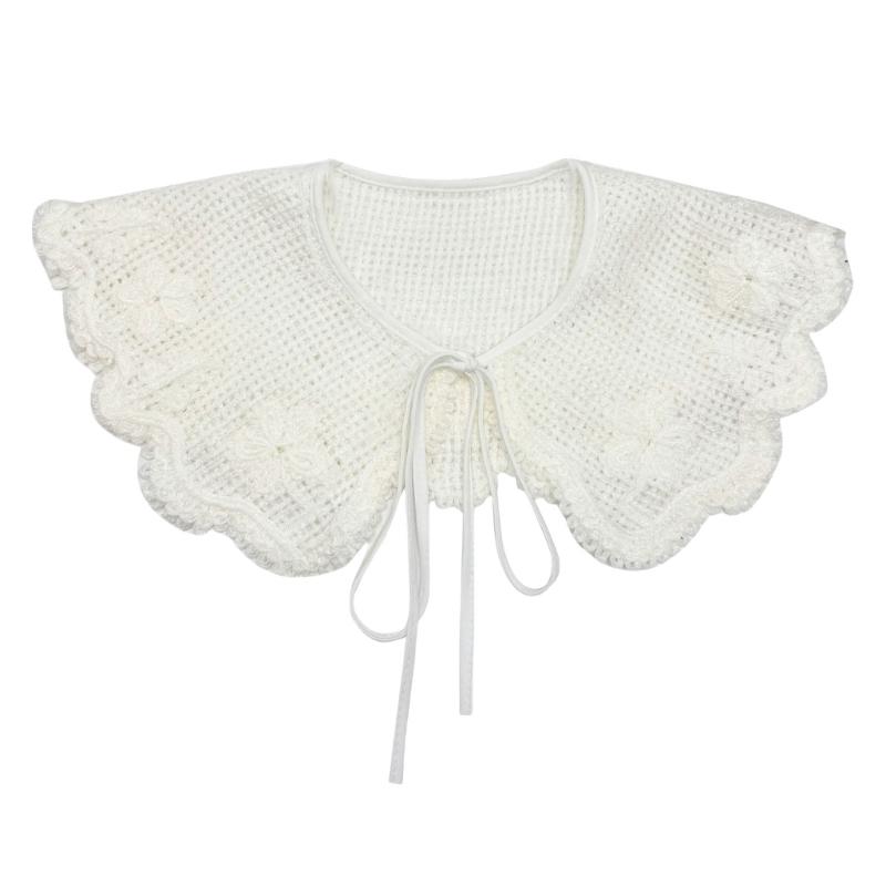 

Fashion Crochet Mini Shawl False Collar Hollowed Knit Flower Detachable Capelet for Collarless Dress Shirt and Sweater 1