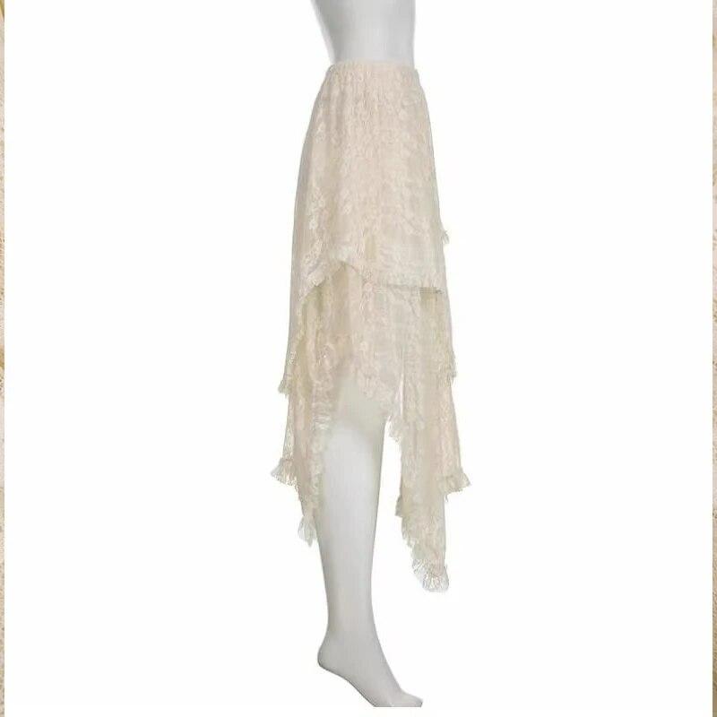 Асимметричные кружевные юбки средней длины — фото 8