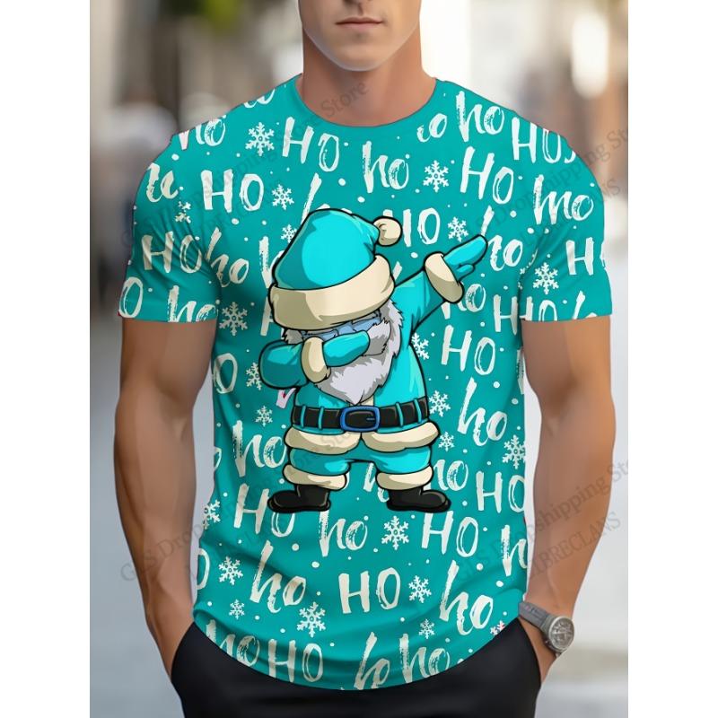 Fashion Mens Womens Christmas 3D Santa Claus Short Sleeve T-shirt Snowflake Xmas Party Tops Tees Men Clothing Men Women Tops New