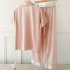 Pink Leopard Print Ice Silk Sexy Pajamas Women's Spring and Autumn Thin Short and Long Two-piece Loungewear Women's and Girls' Style