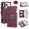 Applicable to iPhone17 leather case Samsung S26 Xiaoxiangfeng ring buckle zipper wallet insert card oblique span protective case A57