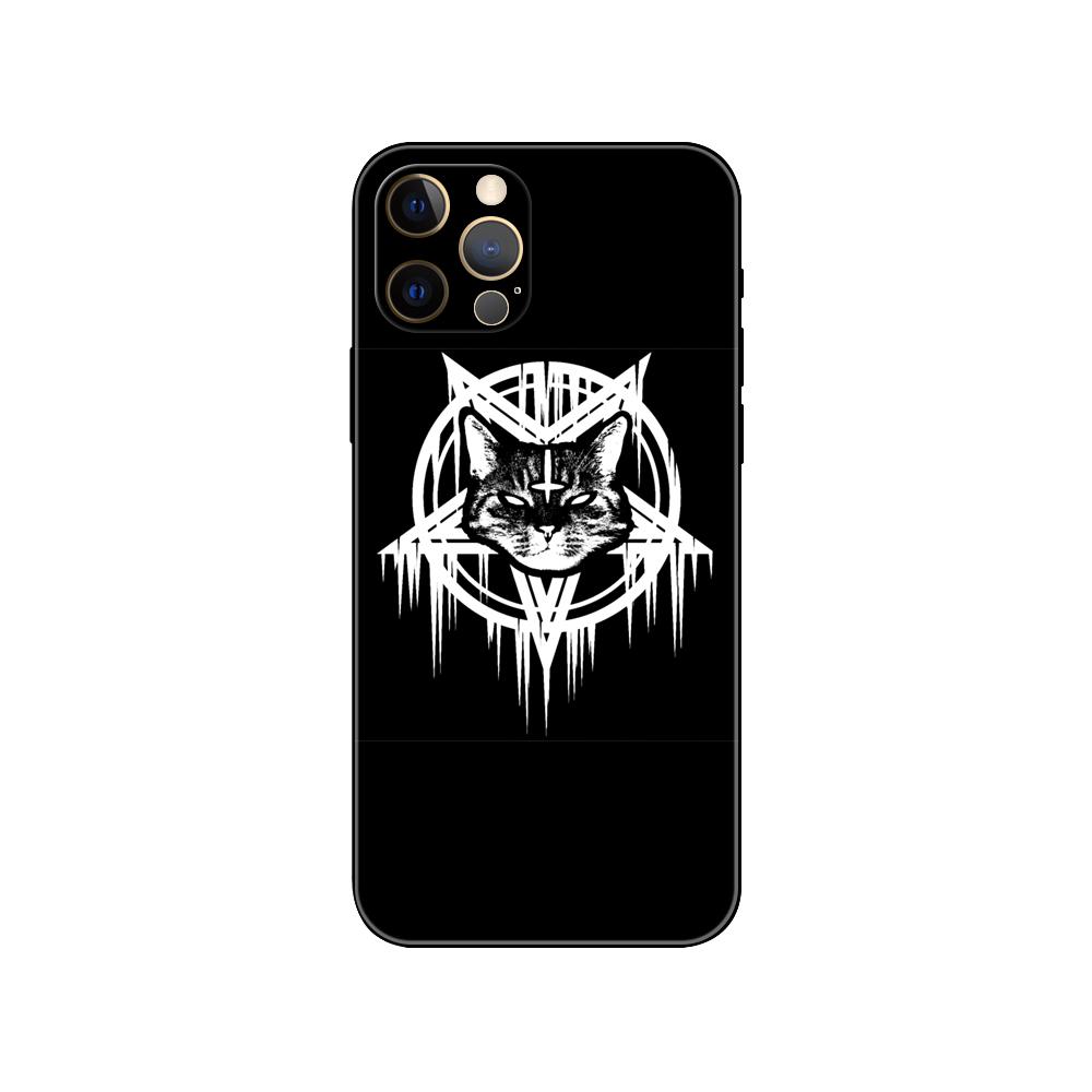Black tpu case for iphone 5 5s se 2020 6 6s 7 8 plus x 10 XR XS 11 12 13 mini pro MAX back cover Pentagram 666 Demonic Satanic