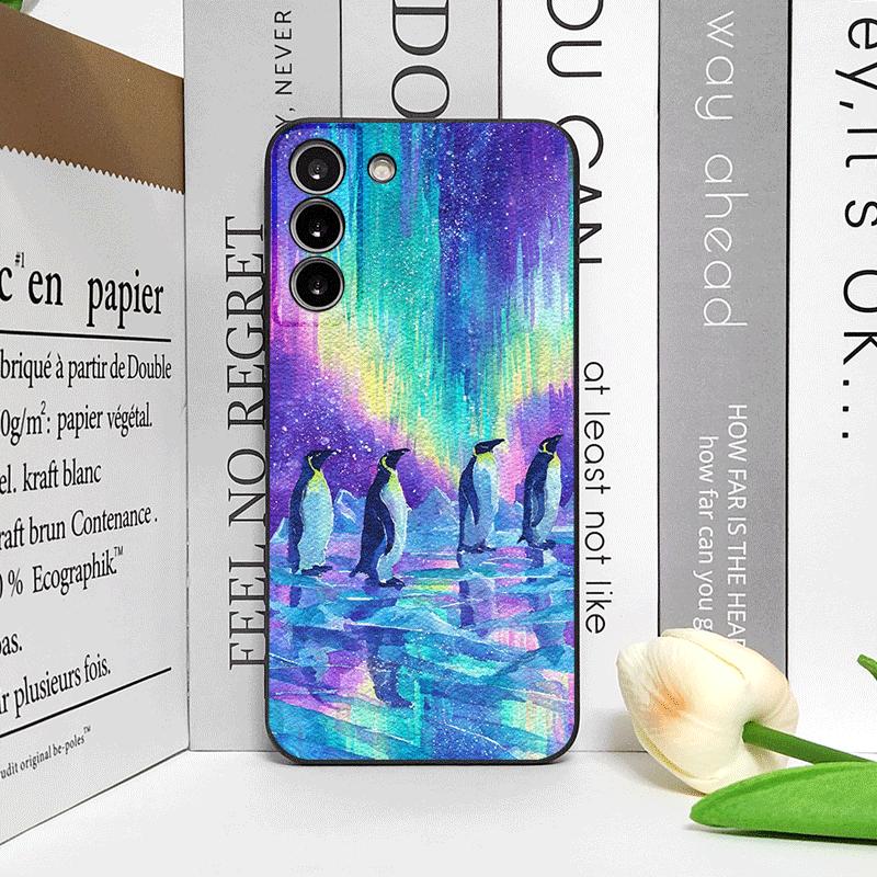 Creative Art Starry Sky Penguin Oil Painting Phone Case for OPPO Reno 13 12 F 11 10 Pro Plus Find X5 X3 Lite X7 PRO Soft Covers