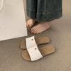 Frosted One-word with Casual Flat-bottomed Slippers for Women's Summer Wear 2025 New Dopamine Beach Cool Slippers