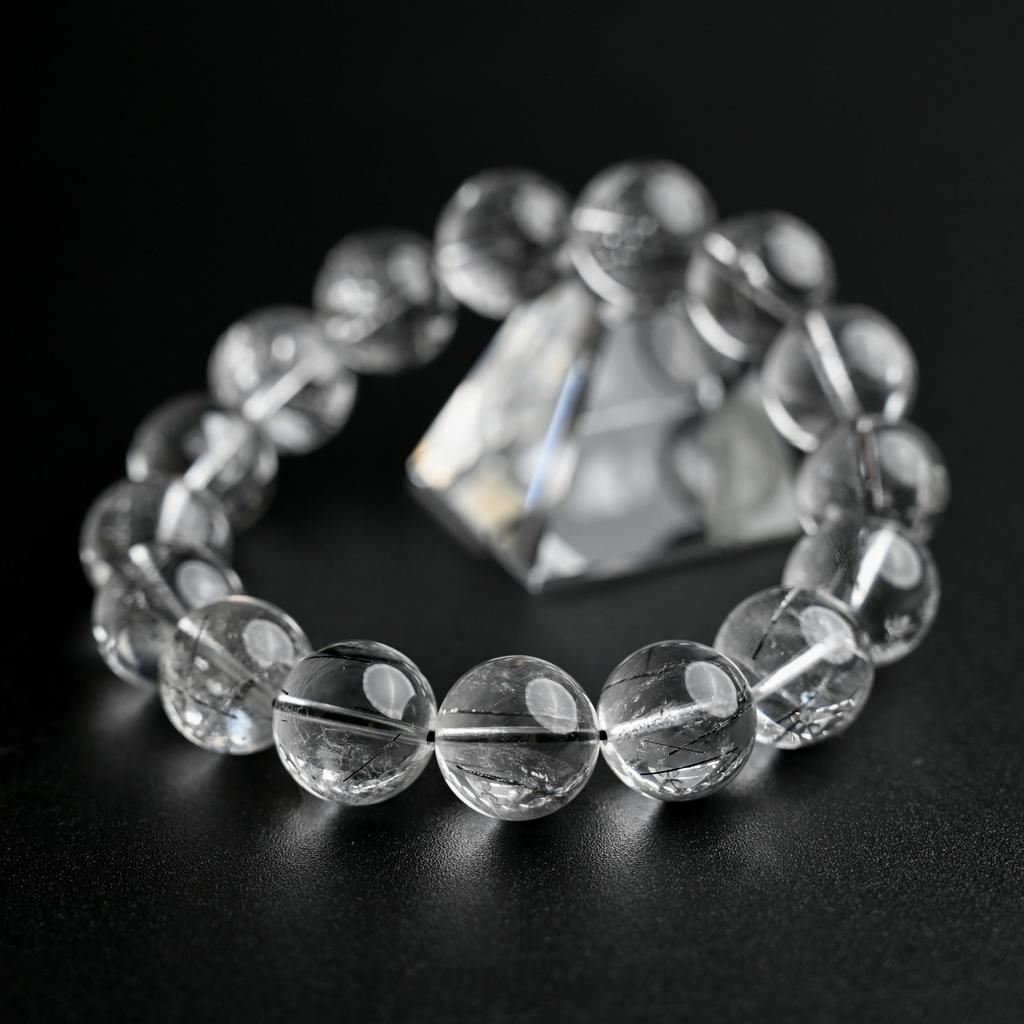 Black Rutilated Quartz Bracelet Tourmaline in 10mm 15cm Wrist Limited Natural Power Prayer Good Luck Feng Shui [Eigado] (Black Quartz) Stone, Size,