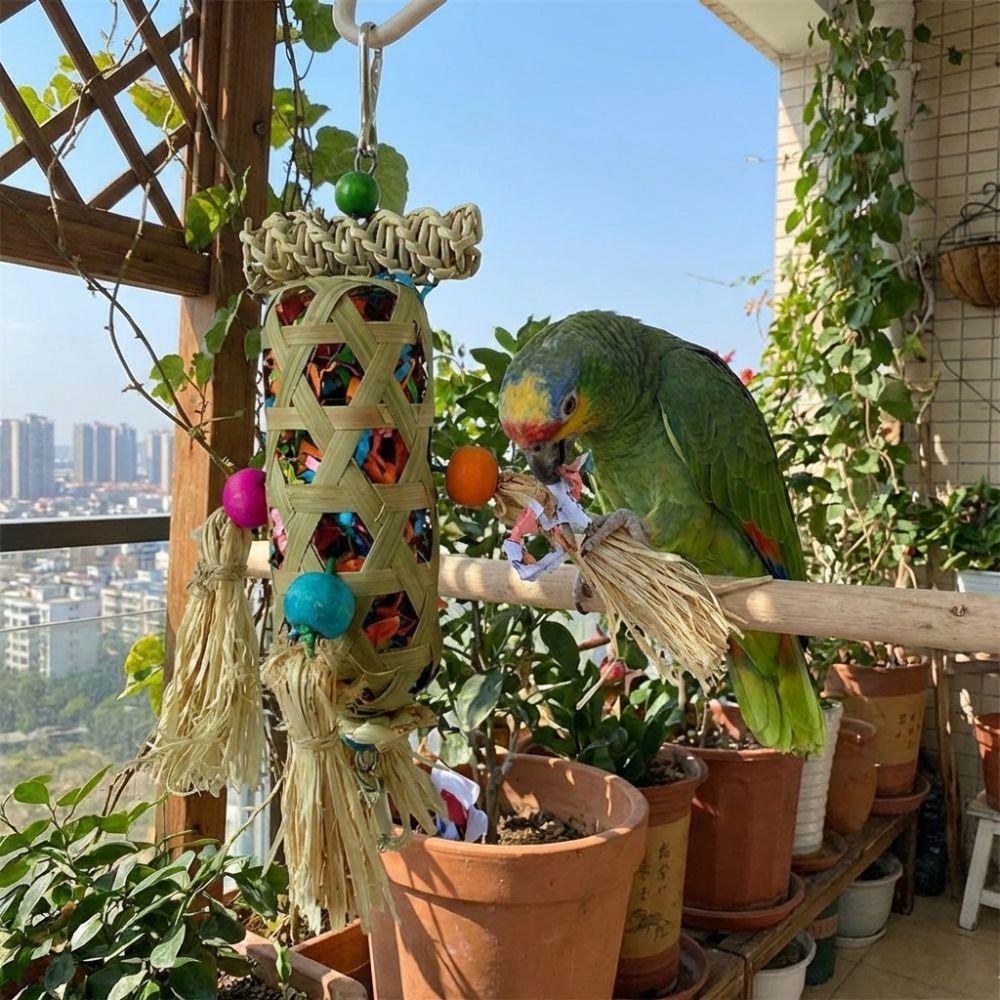 Bite Resistant Parrot Chewing Toys Shredding Crinkles Corn Husk Grinding Toy  Mental Play Training