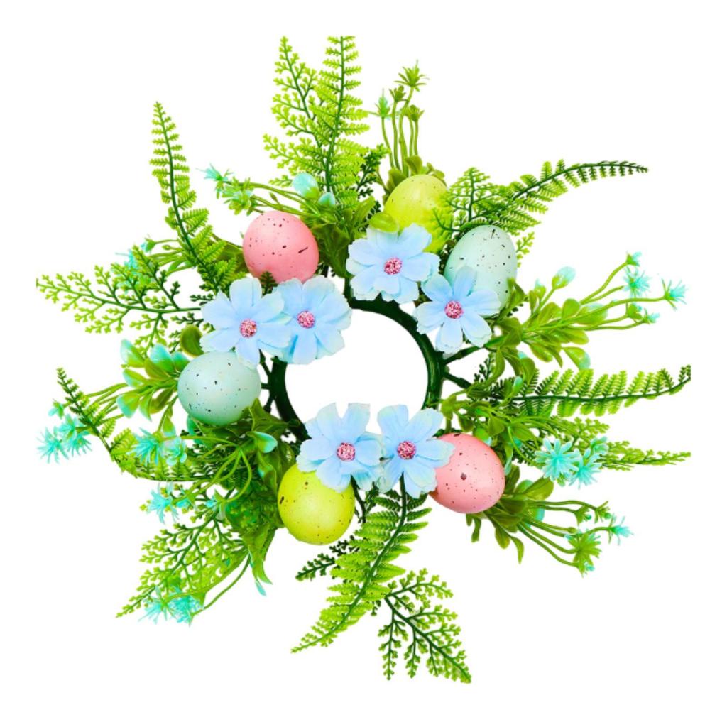 Candle Ring Wreath Pillar Candleholder Wreath Easter Eggs Decorative Artificial