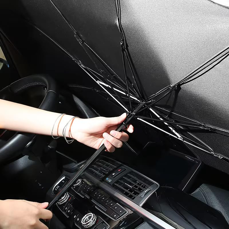 Car Front UV for Compact and Wagons [Medium Size] Sunshade, Umbrella, Foldable, Protection, Minivans, SUVs, Sedans, Cars,