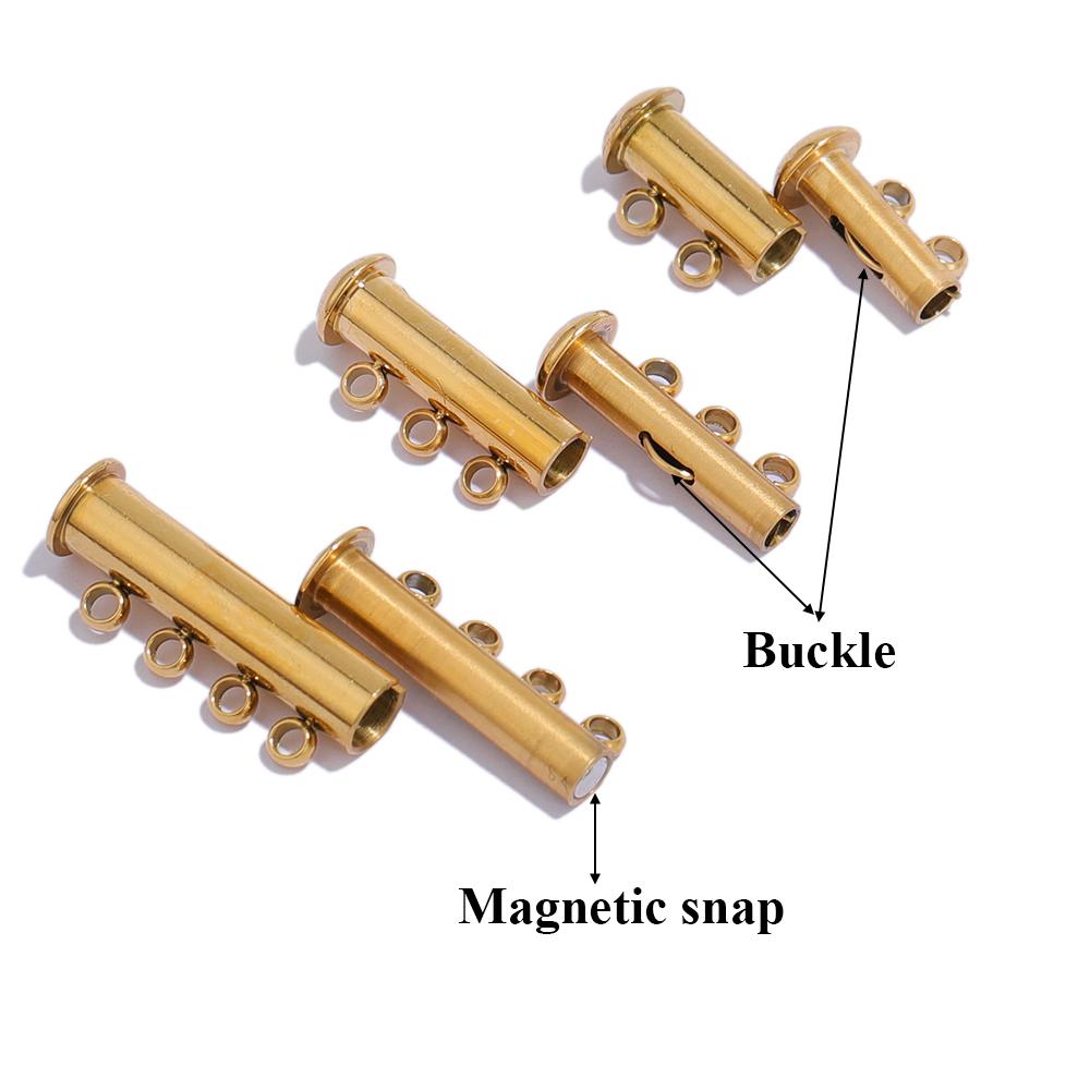 3 Stück Edelstahl 4 Schlaufen Magnetische Schieberöhre Verschlüsse Haken für DIY Lagenhalskette Schmuckherstellung Zubehör Armbandverbinder