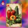 1pc Fresh Vegetables Metal Sign 8x12 Rustic Farmhouse Wall Decor Vintage Bell Pepper Tomato Cucumber Green Apple Tin Plaque
