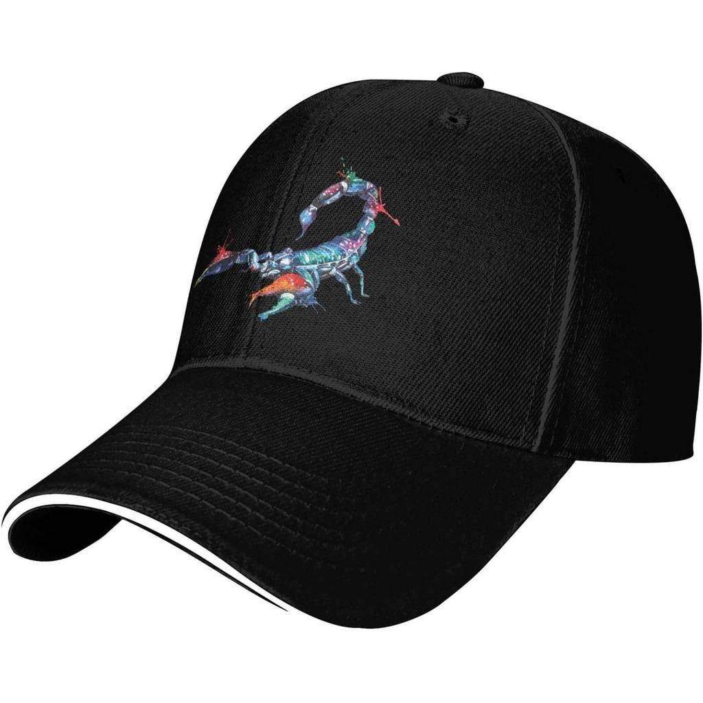 Vibrant Watercolor Scorpion Baseball Cap Polyester Sun Hat Casual Adjustable Trucker Cap for Adults