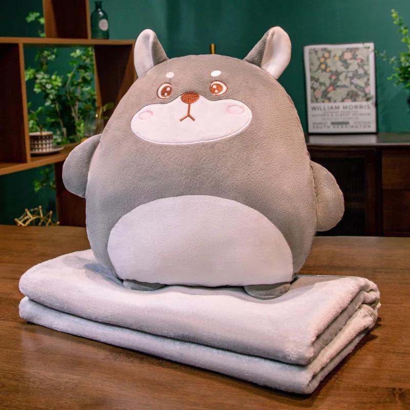 2-in-1 Plush Pillow Flange Plush Blanket,Cartoon Warm Hand Doll Office Nap Leg Cover Artifact Soft Comfortable Storage Design